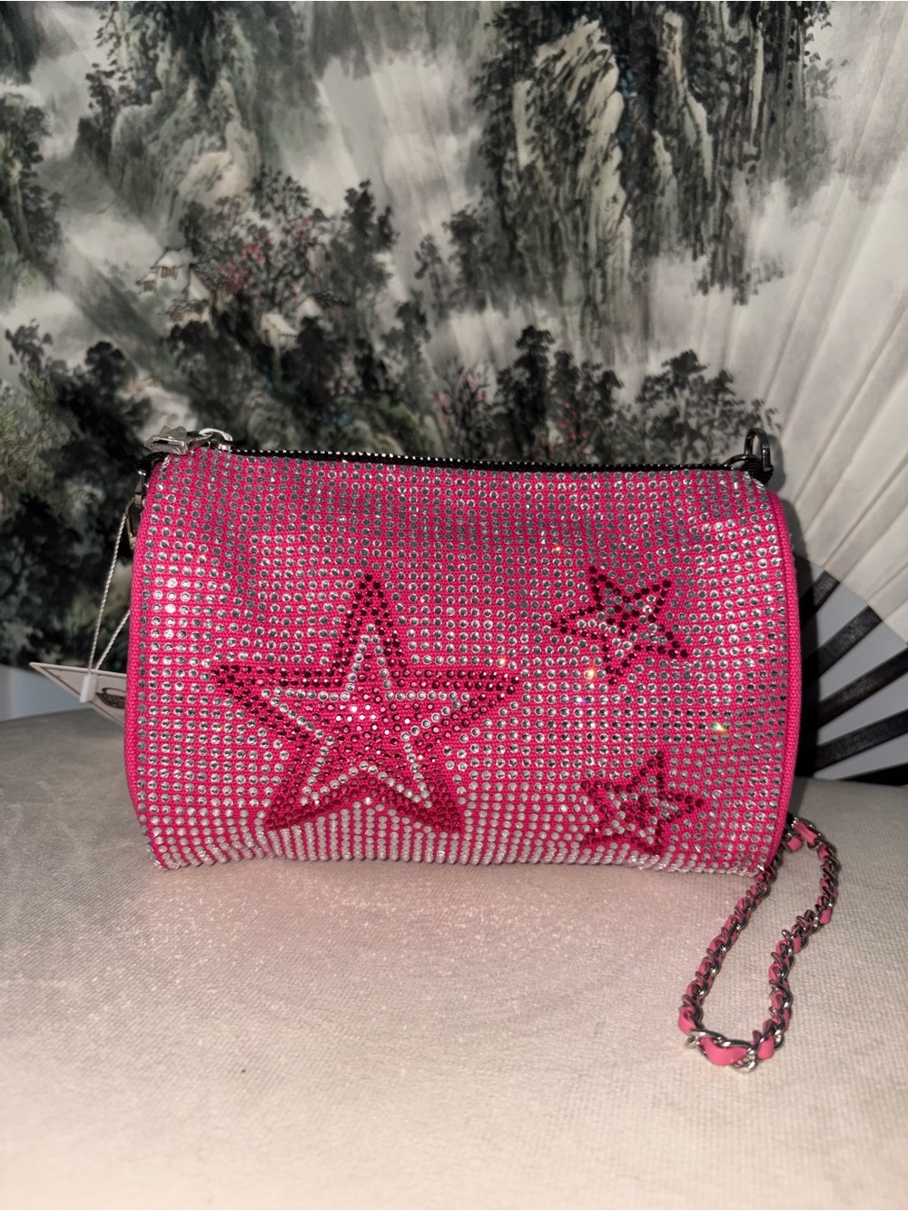 Barbie Hot Pink Crystal Crossbody Bag with Chain - Picture 2 of 4